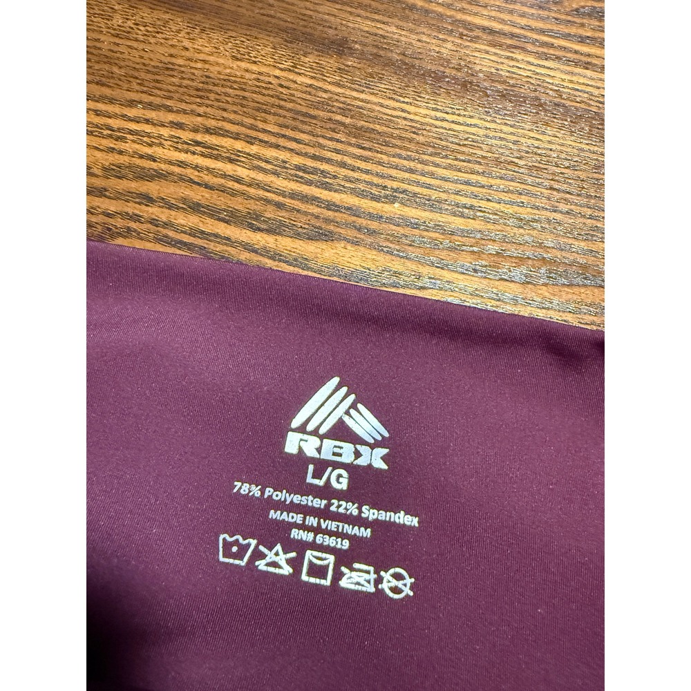 RBX Womens Large Burgundy High Waisted Capri Leggings Side Pockets Athleisure - Picture 4 of 16